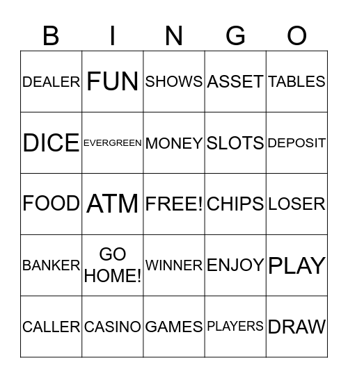 Casino Bingo Card