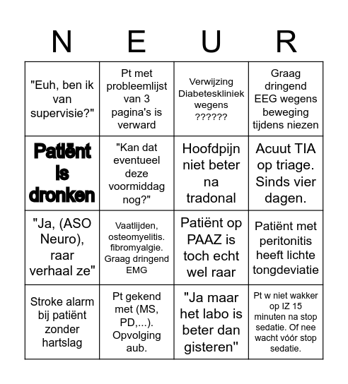 Advies Neuro Bingo Card