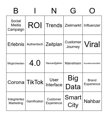 Marketing Bingo Card