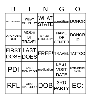 BS400 Bingo Card