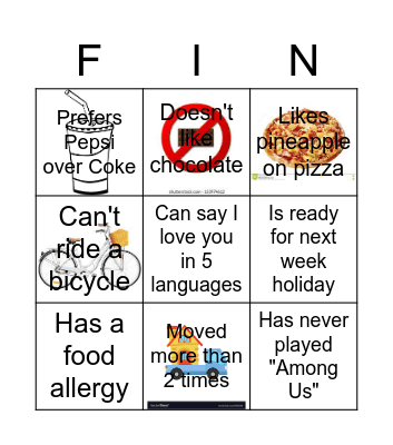 Find Someone Who Bingo Card