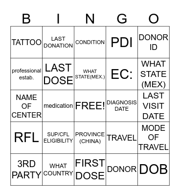 BS400 Bingo Card