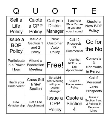 Quote Your Way to Summer Success Bingo Card