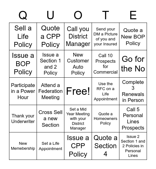 Quote Your Way to Summer Success Bingo Card
