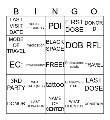 BS400 Bingo Card