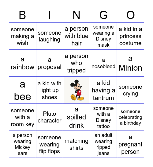 I - Spy Disney Edition Bingo Card