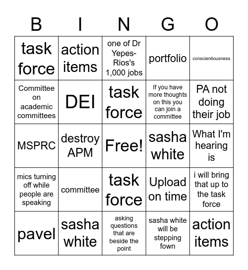 Class meeting Bingo Card