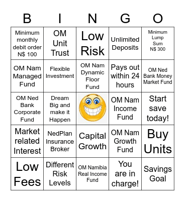 Unit Trust Bingo Card