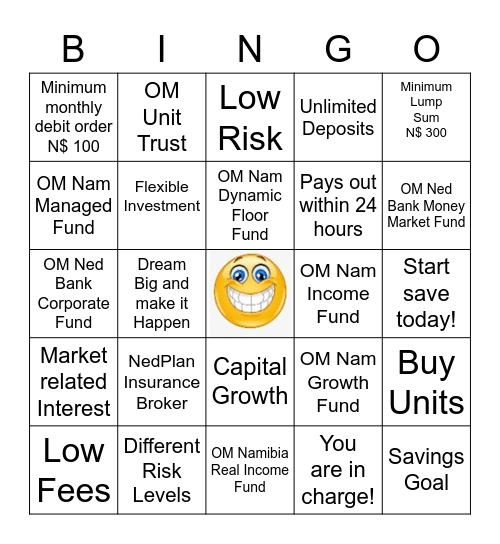 Unit Trust Bingo Card