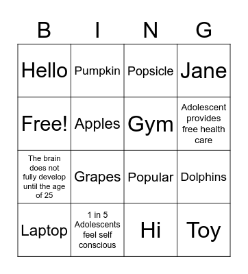 Human Behavior Bingo Card
