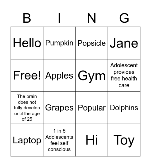 Human Behavior Bingo Card