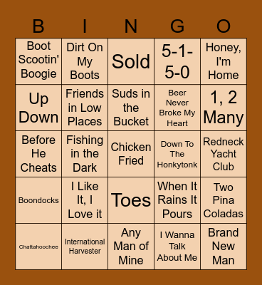 Country Musical Bingo Card