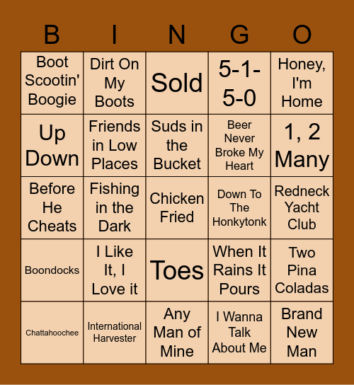 Country Musical Bingo Card