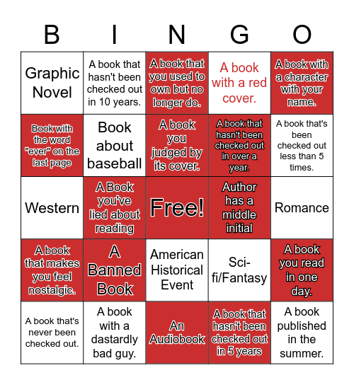 Summer Reading BINGO Card