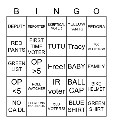 ELECTION DAY Bingo Card