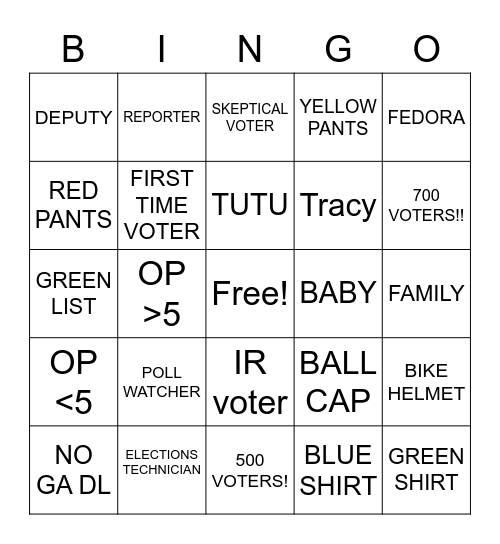 ELECTION DAY Bingo Card