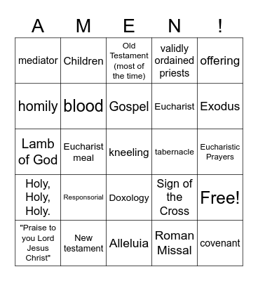 G7 Ch. 20 Eucharits/Mass Bingo Card