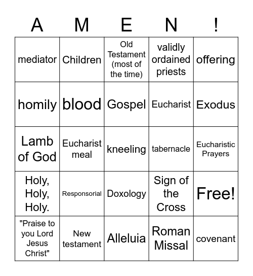 G7 Ch. 20 Eucharits/Mass Bingo Card