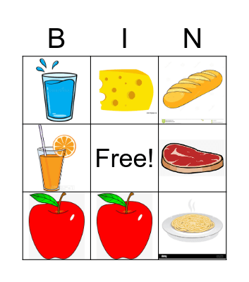Food and Drinks Bingo Card