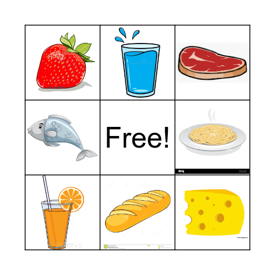 Food and Drinks Bingo Card