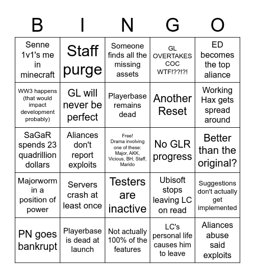 Galaxy Life 3.0 Bingo Card
