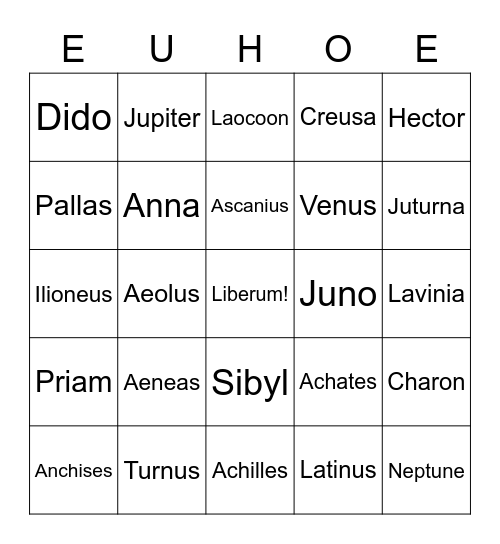AP Latin Bingo Card