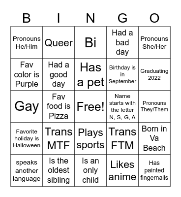 YOU Bingo Card