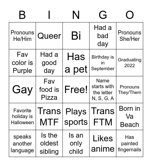 YOU Bingo Card