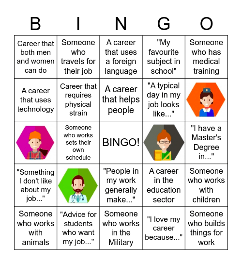 Career Day Bingo Card