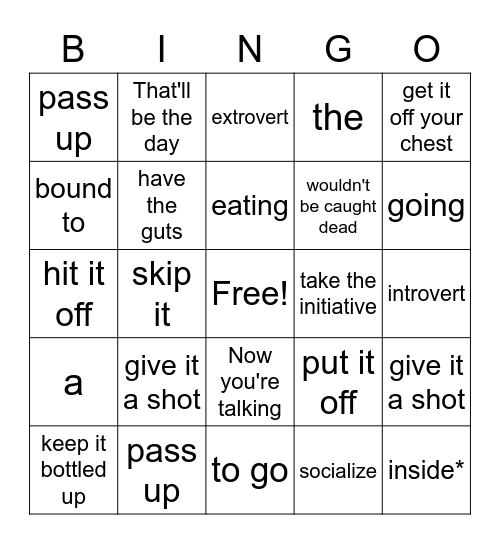 Unit 1 Bingo Card