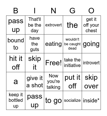 Unit 1 Bingo Card