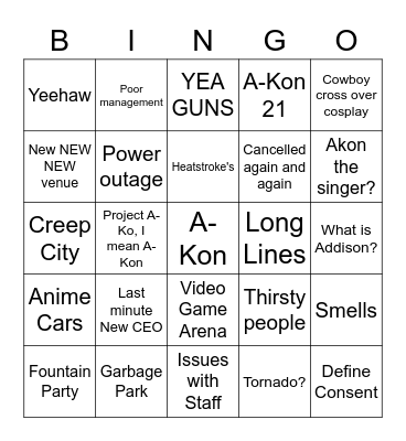 A-Kon Bingo Card