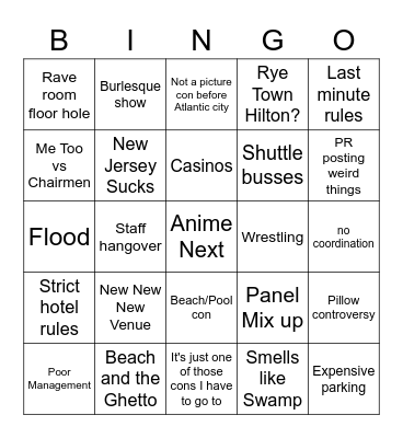 Anime Next Bingo Card