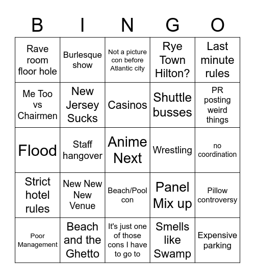 Anime Next Bingo Card
