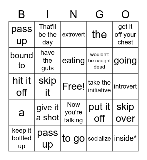 Unit 1 Bingo Card