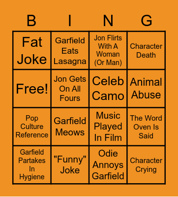 Garfield Bingo Card