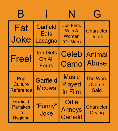 Garfield Bingo Card