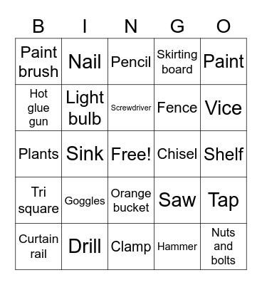 B&Q Bingo Card