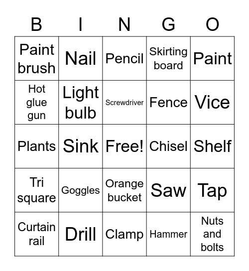 B&Q Bingo Card