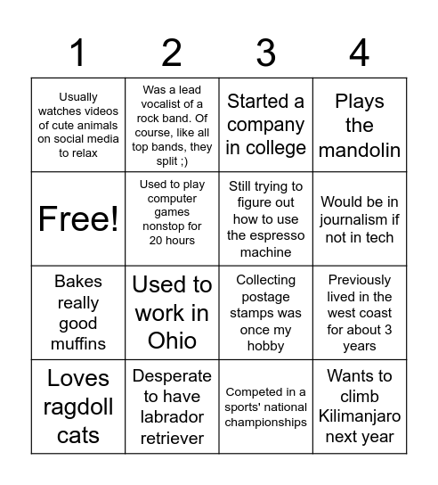 Bingo #1 Bingo Card