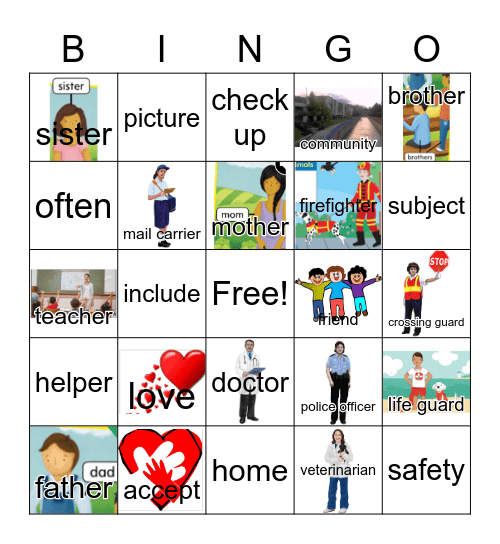 G1 U6 W2 COMMUNITY HELPERS Bingo Card