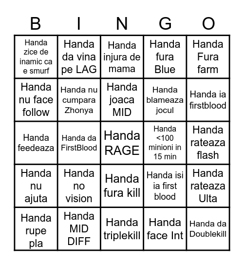 HandaBingo Metropolis Bingo Card