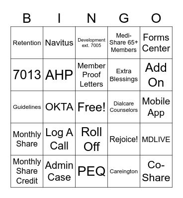 MSR 101 Bingo Card