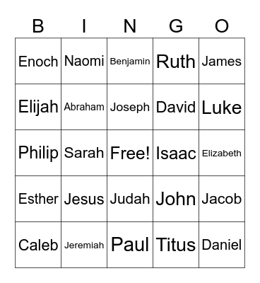BIBLE BINGO Card