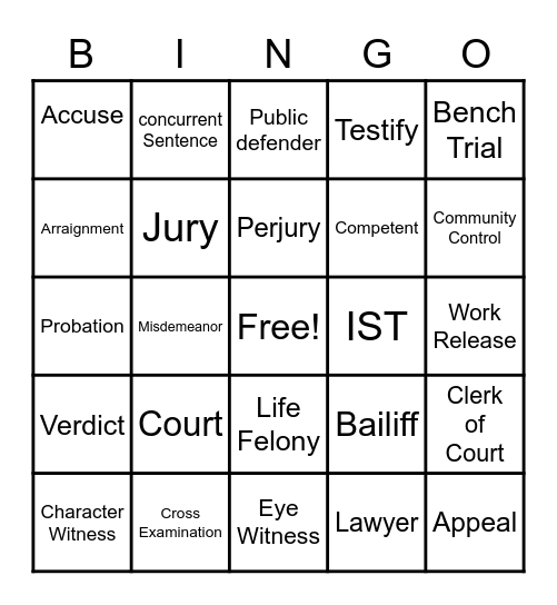 COMPETENCY BINGO Card