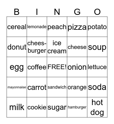 FOOD Bingo Card