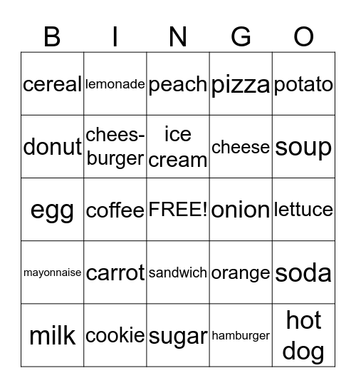 FOOD Bingo Card