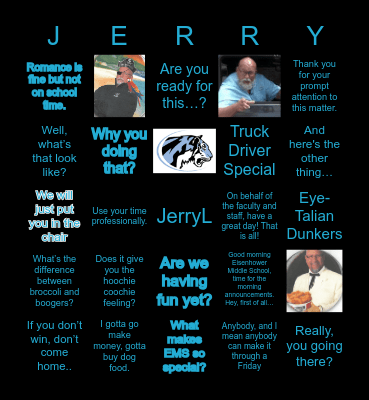 Jerr-Bear - Thanks for the memories! Bingo Card