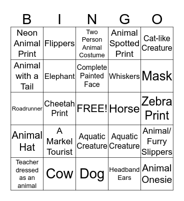 ZOO Bingo Card