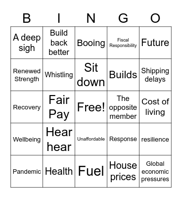 The Mimosa Budget 2022 Bingo Card